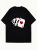 Oversized T Shirt Black Four Aces Playing Cards Print Casual Streetwear Fashion Top For Women Summer Outfit