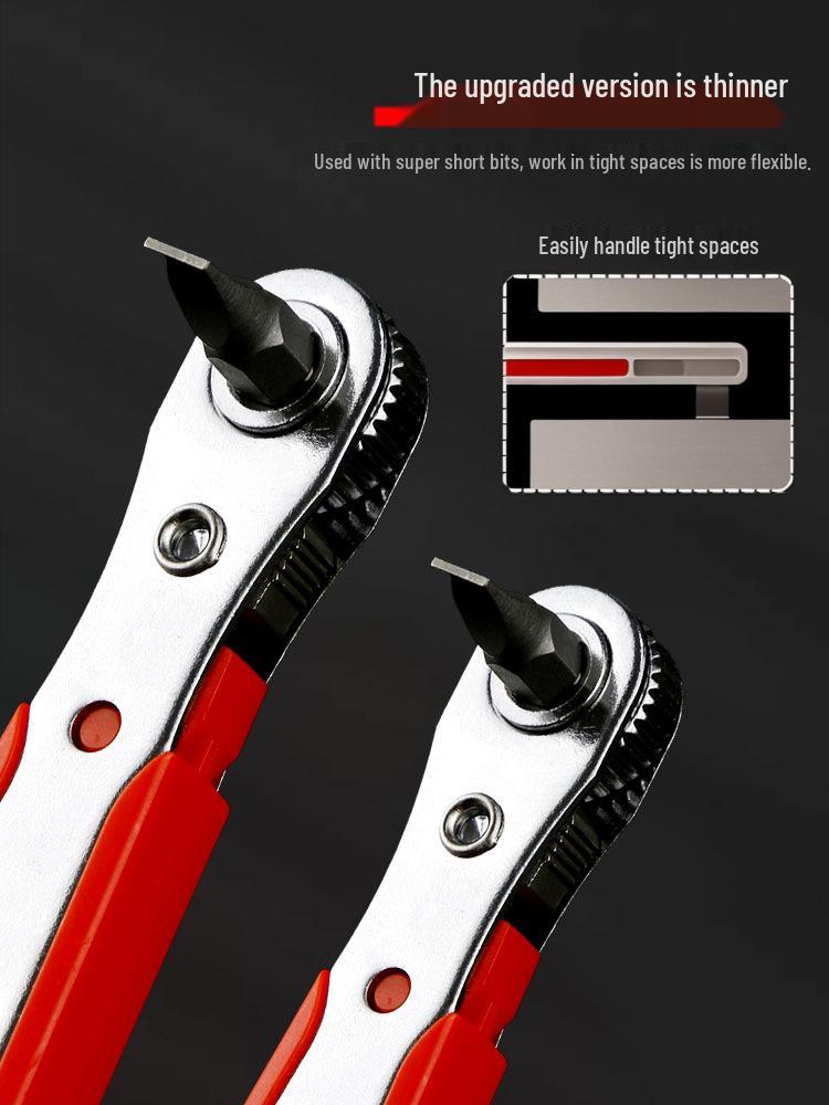 Right Angle Magnetic Ratchet Screwdriver Set with Phillips and Slotted Bits