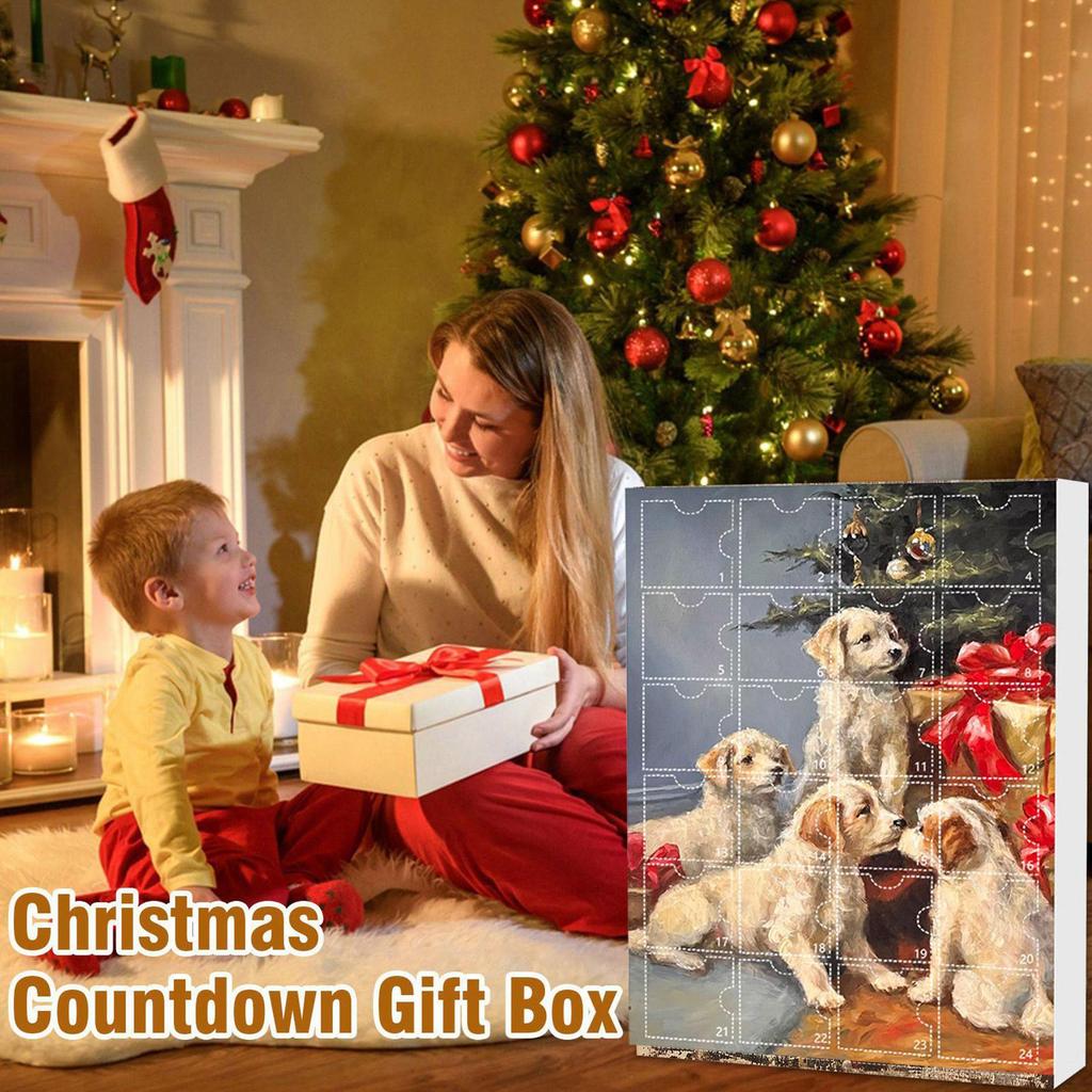 Hund Weihnachts-Countdown-Kalender 24 Tage Acryl-Ornamente Hund Kaffee trinkend Anhänger Adventskalender Haustierliebhaber Geschenk Weihnachtsdeko