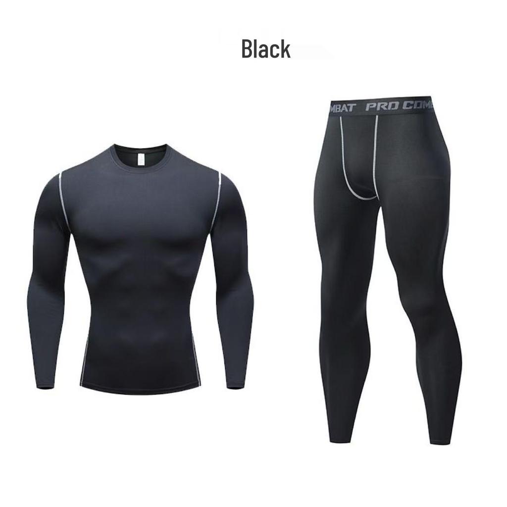 Men's Quick Dry Compression Sports Set: Long Sleeve & Pants Fitness Wear for Spring/Autumn Running & Training