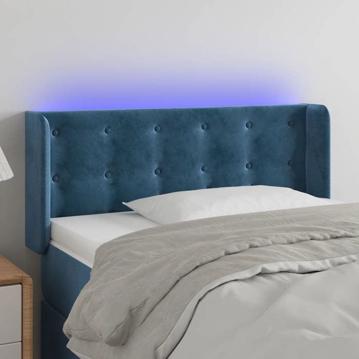 VidaXL Tête de Lit à LED Meuble de Chambre à Coucher Accessoire de Lit Simple Tête de Cadre de Lit Intérieur Bleu Foncé 3123716