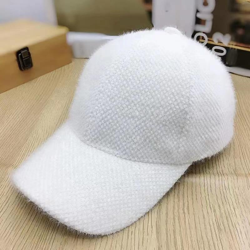 

Осінь-зима однотонна бейсболка модна жіноча шапка з козирком біла чорна тепла кепка плюшеві бейсболки білий