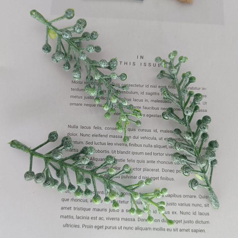 5pcs Mini Branches Stamen DIY Wreath Decorative Accessories Artificial Flower Leaves Grass Christmas Party Decoration Fake Plant