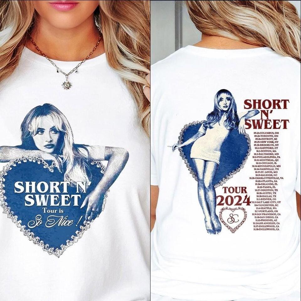 Sabrina Carpenter Short n  Sweet Tour T-shirts All Size S5XL Gift For Fans XL