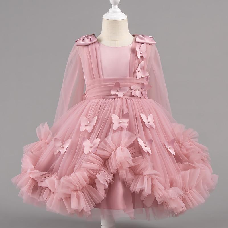 Little Girls Puffy Tulle Princess Dress For Birthday Wedding Stage Performance