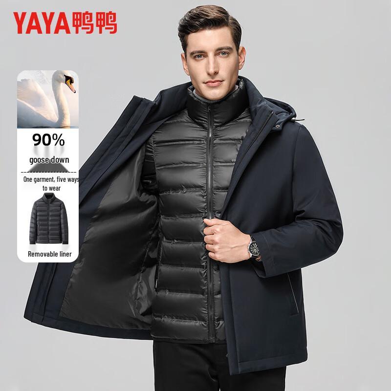 YAYA Men s Mid-Length Thick Goose Down Winter Jacket L