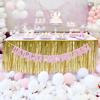 Decorative Tassel Table Skirt for Rectangular Round Table Birthday Wedding Party (Golden)