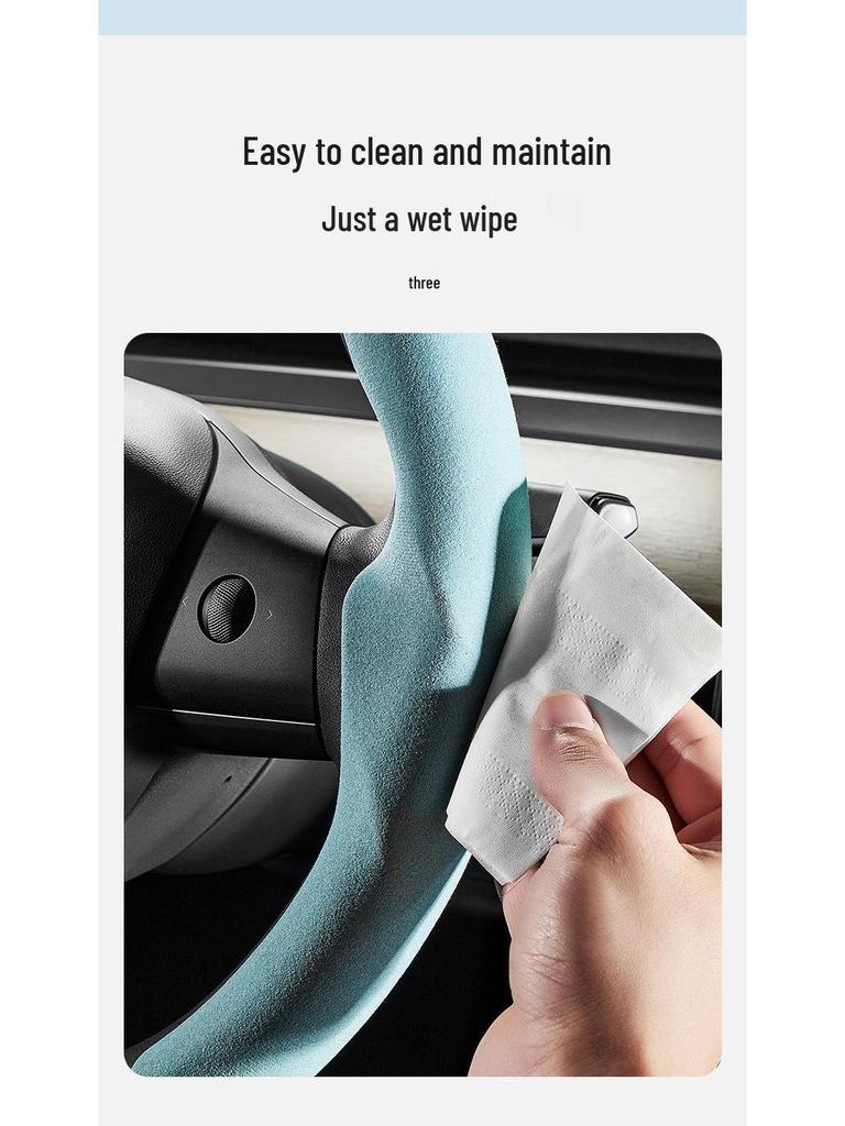 Ultra-thin Non-slip Suede Steering Wheel Cover for Ideal Auto ONE and L9 – Universal, Sweat-absorbent, All Season Use
