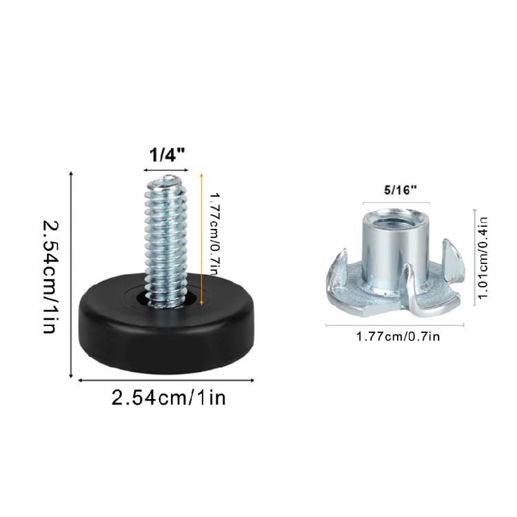 16Pcs Multipurpose Furniture Leg Adjusters Threaded Leveling Feet Prevent Floor Damage With Stable Base Designs