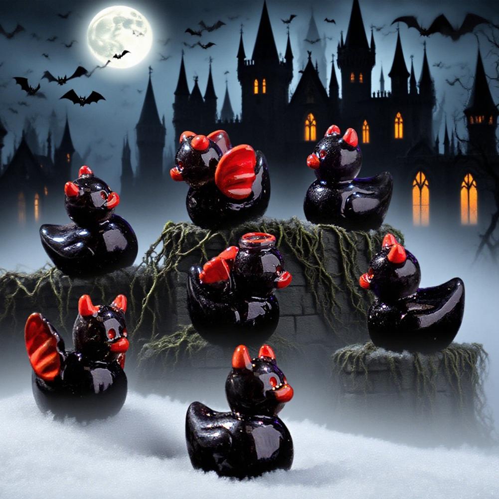 50pcs Halloween Creative Devil Duckling DIY Ornaments Resin Accessories Animal Craft