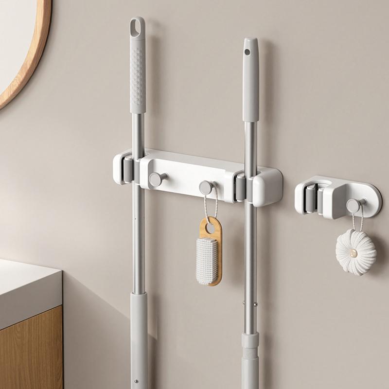 1Pcs Mop Clip Bathroom Wall Mounted No Drill Broom Holder Mop Storage Rack Organizer Hook For Home Toilet Cleaning Tools