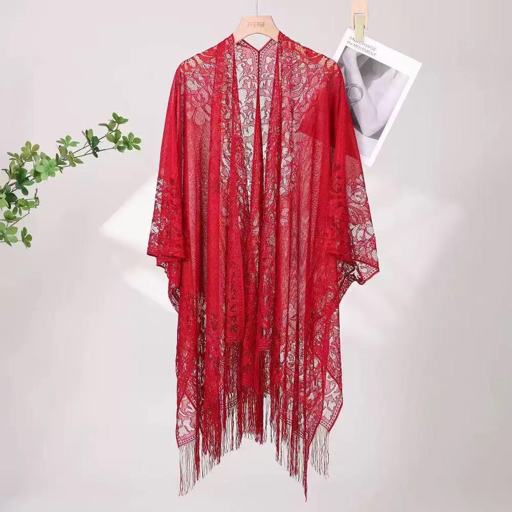 

Women s Chinese Cheongsam Lace Tassel Cardigan Shawl - Spring/Summer Thin Style
