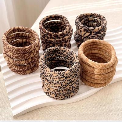 10 Stück/Set Dicke Haargummis Schraubgewindemuster Haarband Elastisch Langlebig Haargummis Frau Haarstyling-Accessoires Milchkaffee Neu