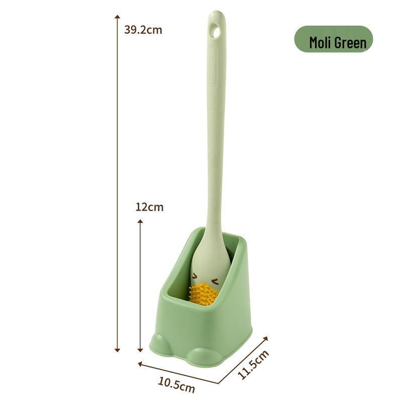 Duckbill Long-Handle Toilet Brush with Soft Bristles for Squatting Pan, Wall-Mounted, No Dead Angle Cleaning.