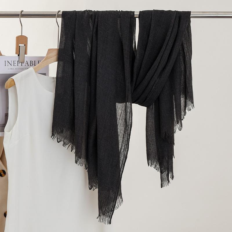 Monochrome Thin Scarf Women'S Sunscreen Shawl Solid Color Simple Imitation Cotton And Linen Silk Scarf High-End Yarn