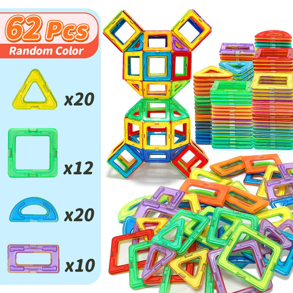 30/62/92PCS Magnetic Building Blocks Constructor Set 3D STEM Educational Toys For 3Years+ Old Kids Boys Girls Birthday Gifts