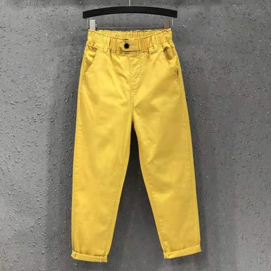 Dámské kalhoty pro volný čas Kalhoty se středním vzrůstem elastický harémové kalhoty Jednobarevné široké nohavice dlouhé kalhoty s kapsami Streetwear