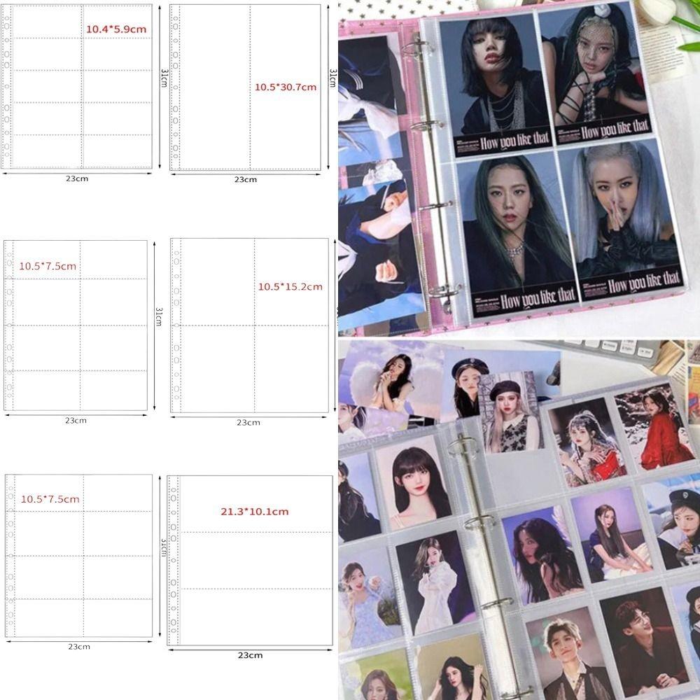 Multiple Pockets A4 Kpop Photocard Binder PP DIY Photo Album Refill Pages Transparent Card Stamp Die Jewelry Storage