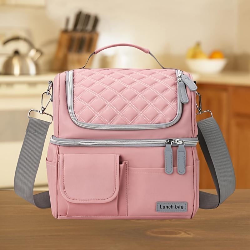New Large Capacity Double Layer Lunch Bag, Outdoor Picnic Work Lunch Insulated Bag,Simple Portable Crossbody Shoulder Lunch Bag, Non-Food Contact