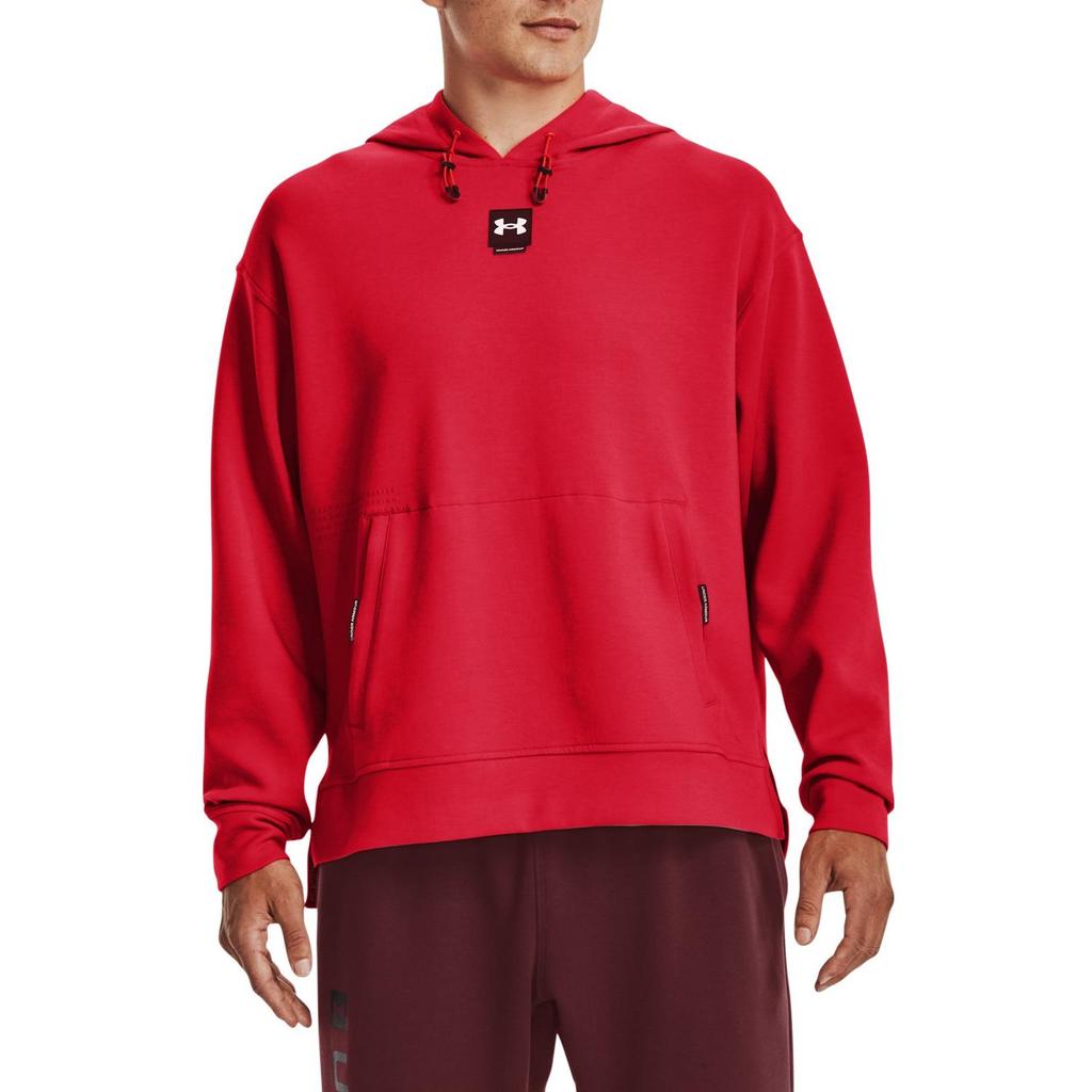 Under Armour Solid Logo Print Hooded Long Sleeve Sweatshirt Men Sweatshirt Red 1373797-890