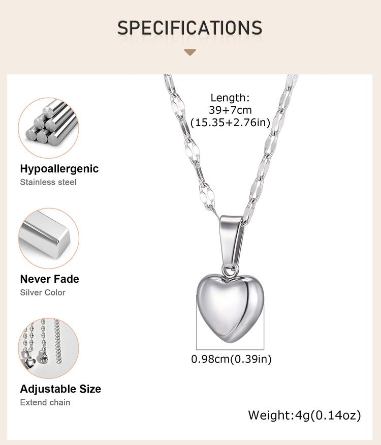 Women's Stainless Steel Heart Pendant Necklace Non-fading Clavicle Chain Fashion Jewelry