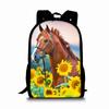 Horse Pattern Single Layer Backpack for Boy and Girls Best Gifts 2D Flat Cartoon School Bag for Children Bags
