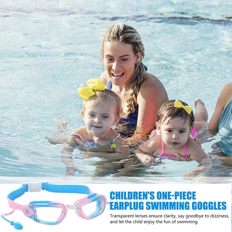 Swimming Goggles for Kids Waterproof Anti-Fog Pool Goggles with Ear Plugs Non Leak Water High Definition Elastic Strap Swimming