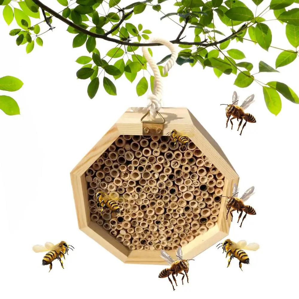 Bee Houses For The Garden Wooden Bee Hive Pollinating Palace Butterfly House Wasp Habitat For Garden Balcony Backyard Outside