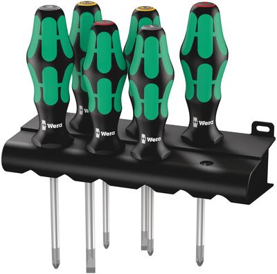 WERA Kraftform Plus Handle Screwdriver Set with 105622 6-Piece Rack,