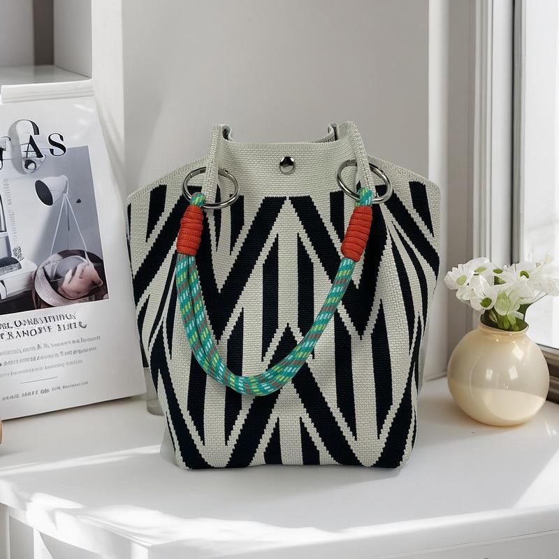 Korean Style Knitted Bucket Bag - Women's Fashion Versatile Handbag 2025