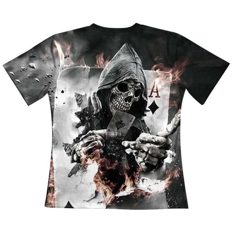 Fashion Men Funny Skull 3d Print T-shirt With Casual Crew Neck And Short Sleeves