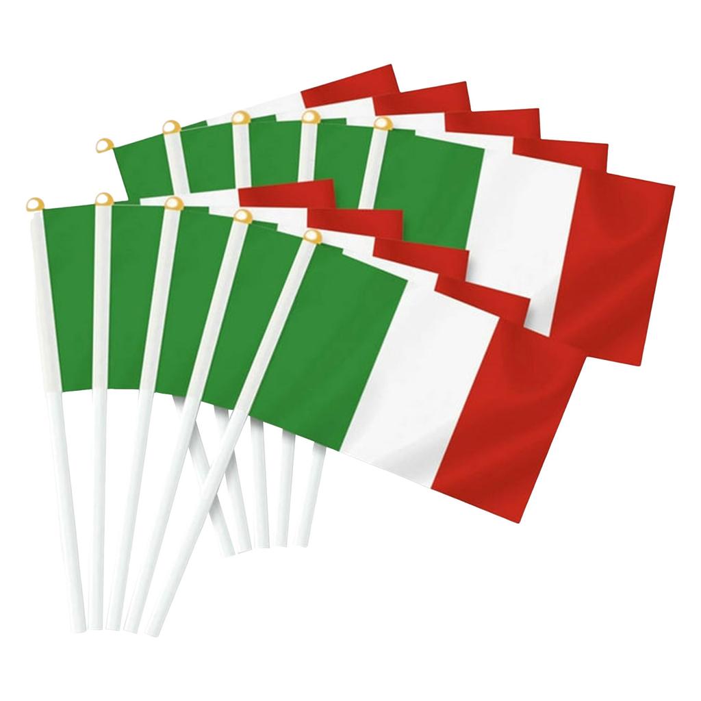 10 Pcs Italy Handheld Small Flag Italian Italiano Hand Held Mini Decor Decoration Banner Front Porch Flag Pole Fast Shipping