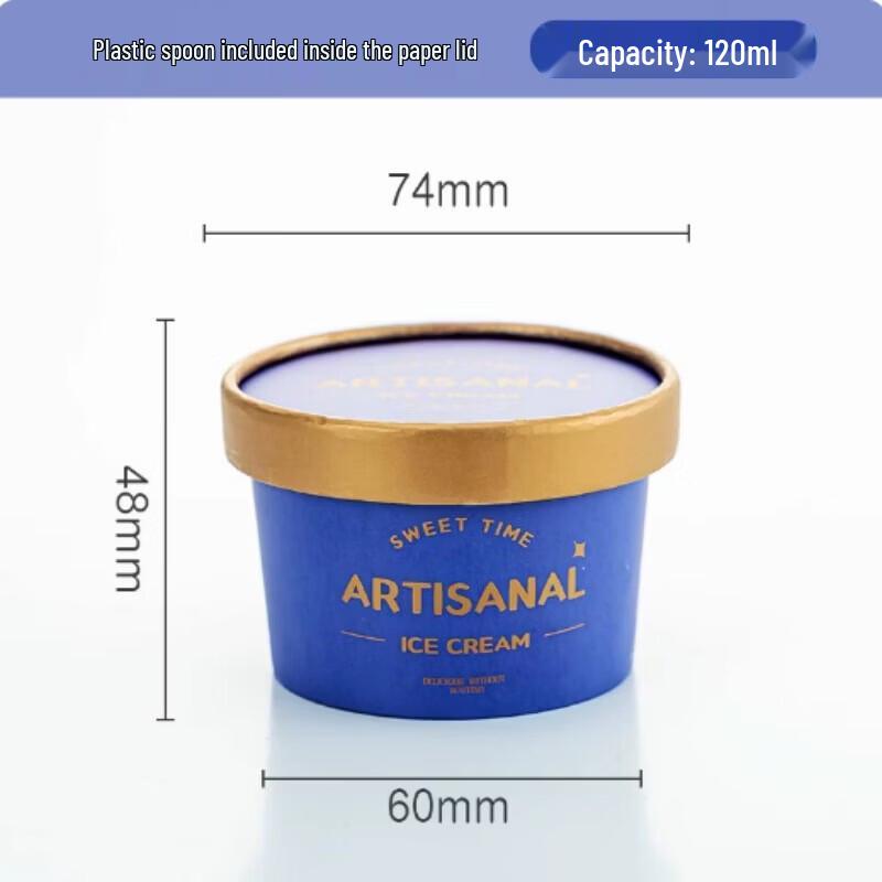 SIVIR 75mm Disposable Ice Cream Paper Cups with Lids