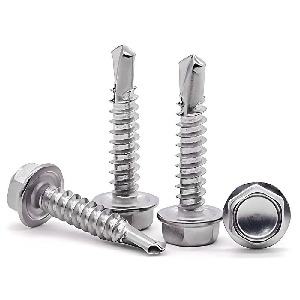Fully Threaded Self-drilling Screw 250Pcs Hexagon Drill Tail Screws Drilling for Metal, Furniture