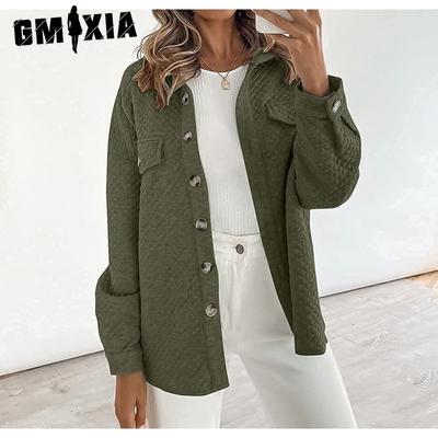Autumn Winter Ladies Solid Color Diamond Pocket Light Casual Jacket