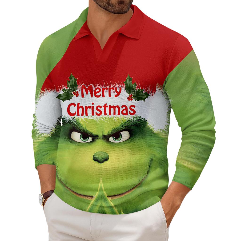 Men's Casual Collared Long-Sleeve Knit Base Layer Top