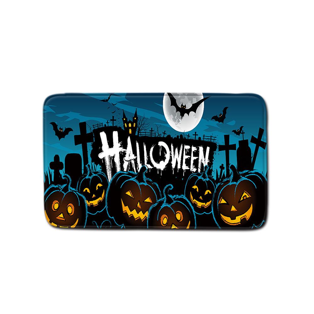 Halloween Shower Curtain Floor Mat Combination Four-Piece Set Bathroom Toilet Carpet Door Mat
