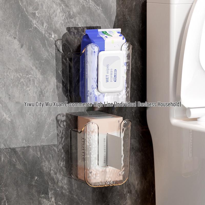 Wall-Mounted, Punch-Free Wet Wipe & Tissue Storage Box for Bathroom and Kitchen