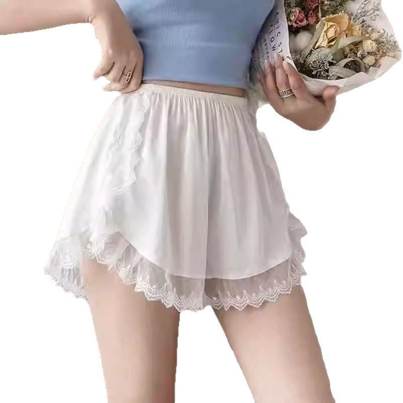 Women's Safety Shorts: Anti-Exposure, Summer Thin, Lace Trim, JK Style, Non-Rolling Hem, Loose Fit, Home or Base Layer Wear
