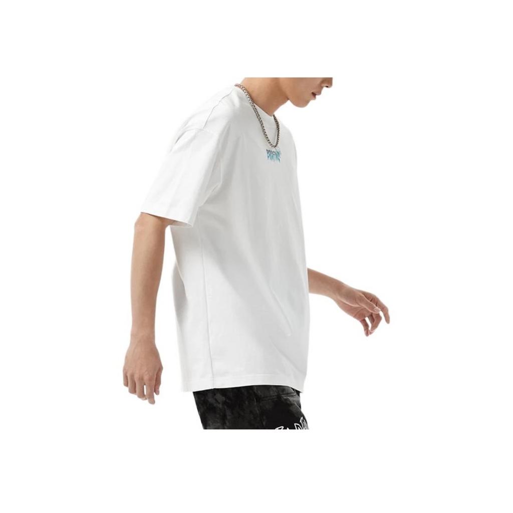 Li Ning Bad Five Military Strategy Cartoon Graphic Print Round Neck Loose Casual Short Sleeve T-Shirt Unisex T-Shirt White AHSS423-1