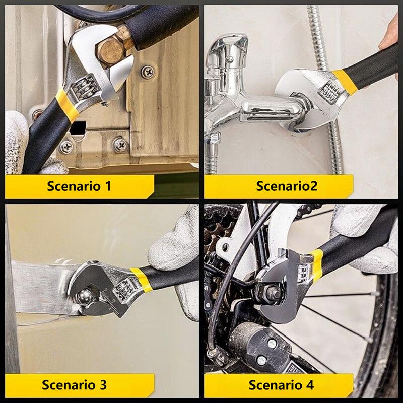 6/8/10/12 tommer Universell Sklisikker Gummihåndtak Justerbar Skiftenøkkel For Bilreparasjon, Rørleggerarbeid og Industrielt Vedlikehold