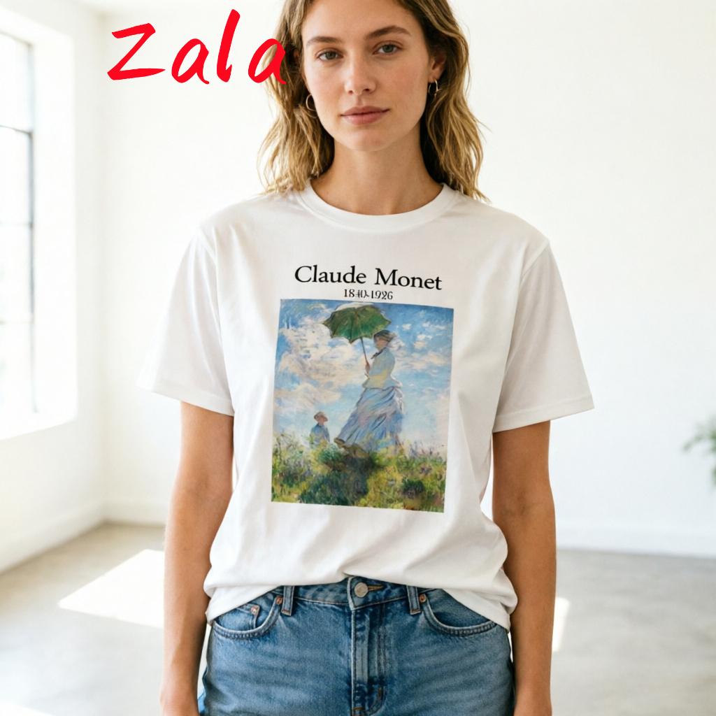 Claude Monet New Summer Female Art Printed Unisexs Tshirt Short Sleeve Casual Letter Harajuku Ins Tops Tees Unisexs Clothing