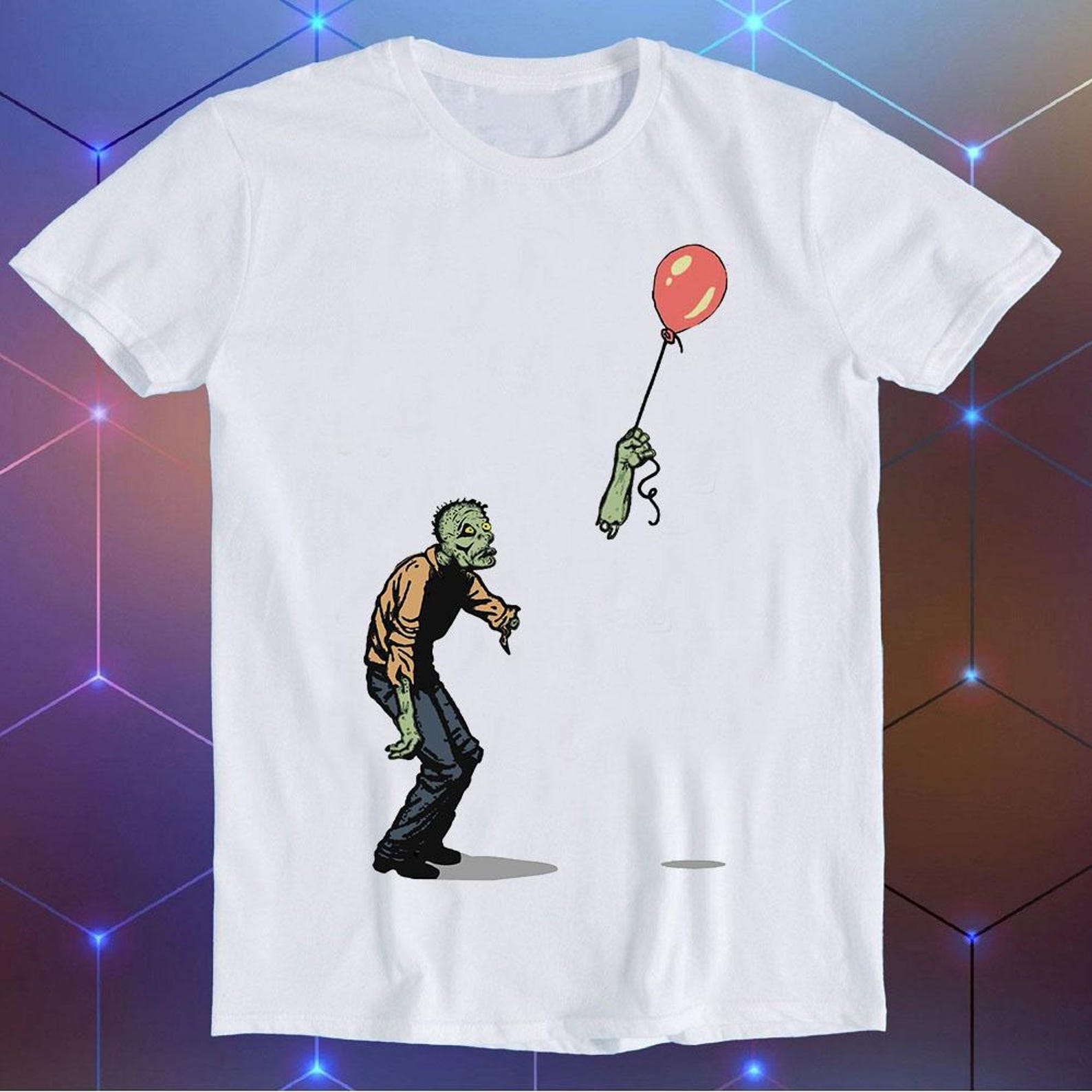 Zombie Banksy Girl Heart Balloon Best Seller Halloween Design Meme Gift Tee Gamer Cult Movie Music T-Shirt E844 L