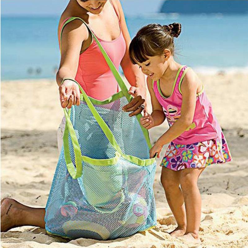 Children Sand Away Protable Mesh Bag Kids Toys Storage Bags Swimming Large Beach Bag for Towels Women Cosmetic Makeup Bag