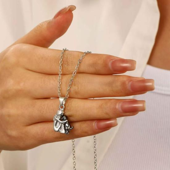 Colar Cão e Mulher Pingente Abraço de Cachorrinho Colar Memorial Joia para Donos de Cães Gatos Presente para Mulheres Mães Amantes de Animais de Estimação