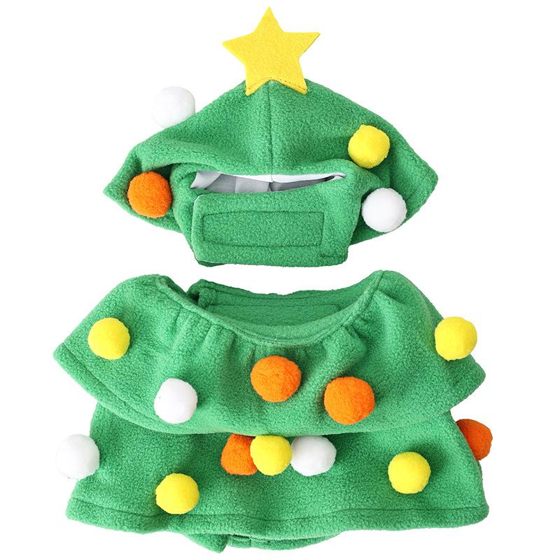 Pet Christmas Tree Clothes Transformation Clothes Funny Cat Dog Clothe Green Soft Plush Warm Belt Star Plush Ball Funny Dress Up