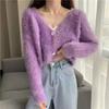 Women's V-neck Knitted Cardigan Sweater for Spring Slim Fit and Slimming Long Sleeved Top Knitted Jacket