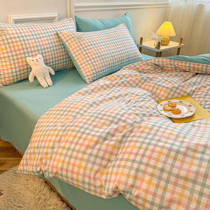 Classic Plaid Bedding Set, 1 Duvet Cover 2 Pillowcases, Brushed Microfiber, Ultra-soft,Bed Set for 1/2 People