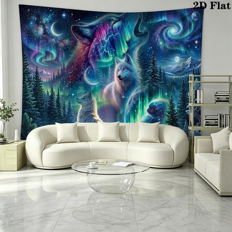 Wolf Art Wall Tapestry Aesthetic Wall Hanging Printed Fabric Blanket Decorative Tapestries for Bedroom Living Room Home Decor