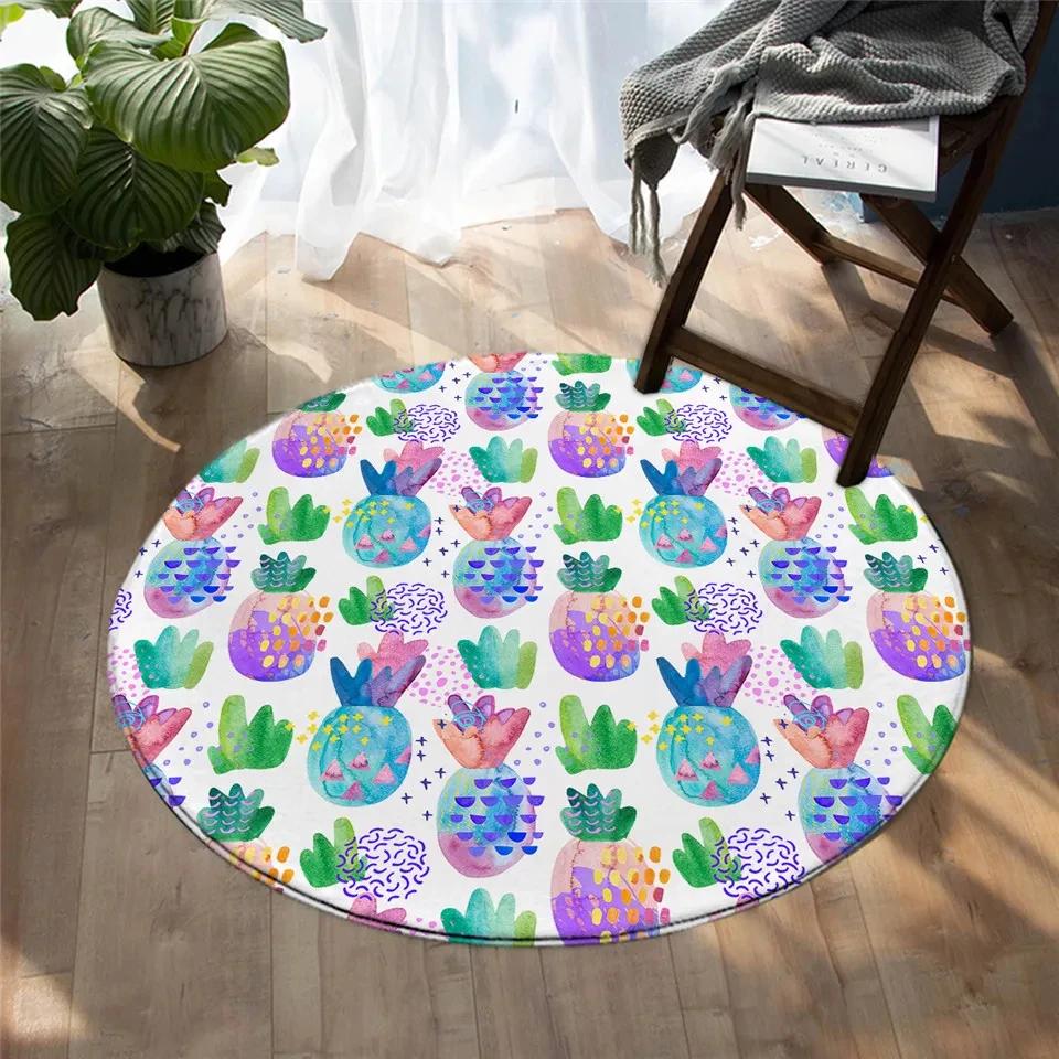 3D Fruit Print Round Carpet Circle Area Rug for Bathroom Living Room Bedroom Decor Non-slip Cloakroom Floor Mats Kitchen Doormat